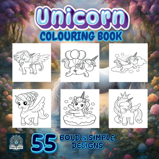 Unicorn Colouring Book - 55 Bold and Simple Designs for Children