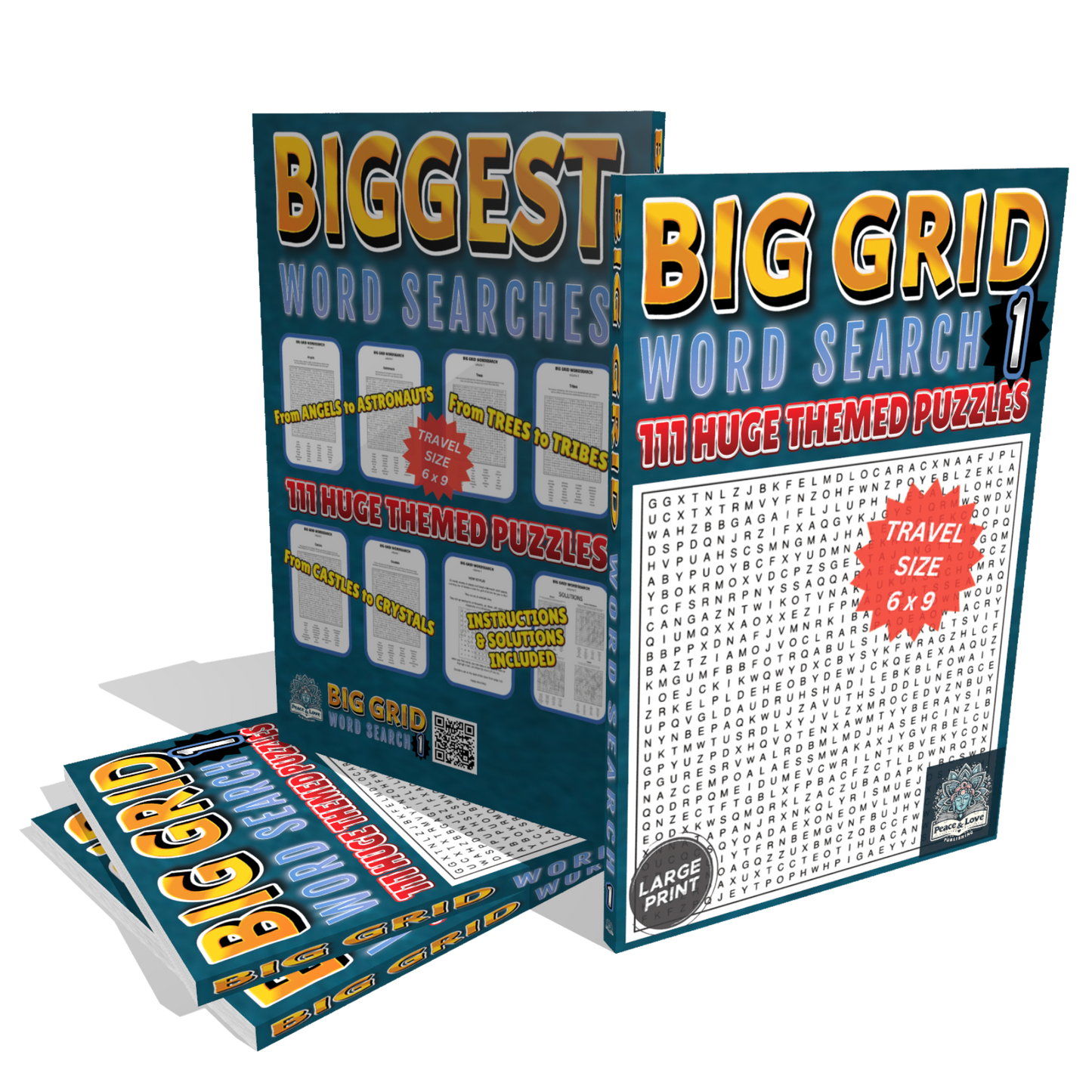 BIG GRID Word Search - 111 HUGE Themed Puzzles - Massive 30x30 Grid - Solutions Included