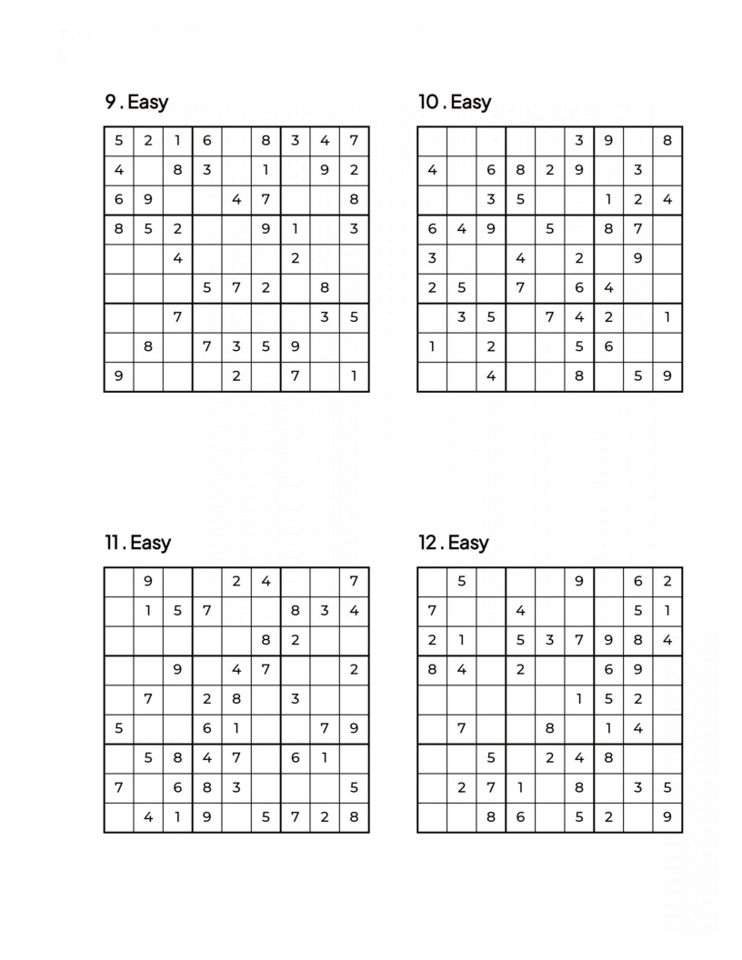 1000 EASY Sudoku Puzzles - 4 Per Page - Large Print - Solutions Included - Great For Beginners