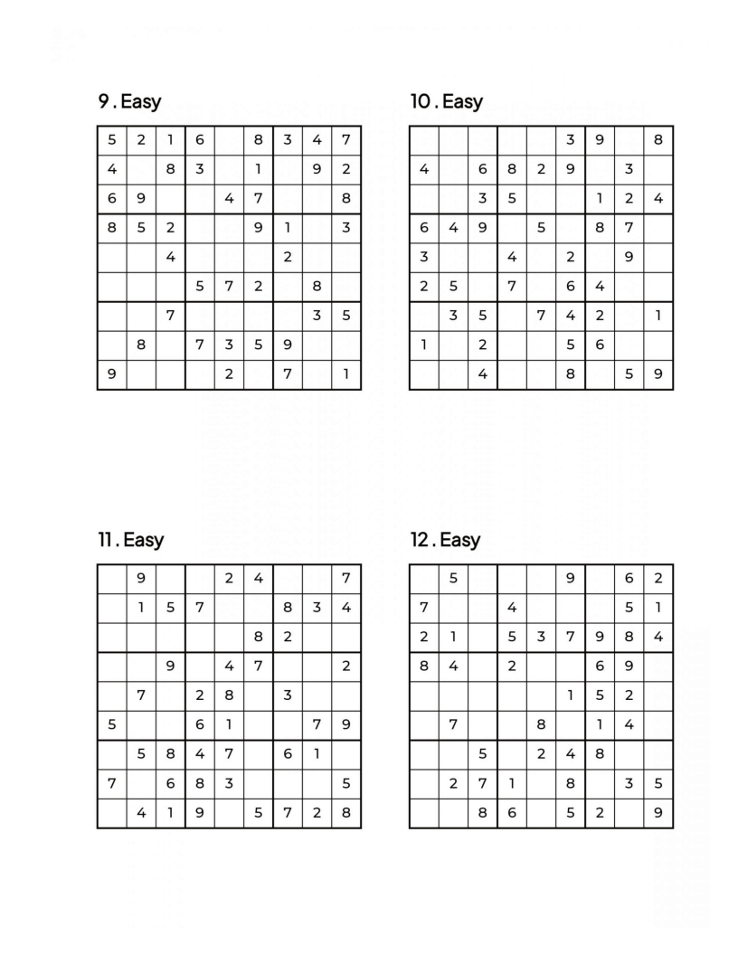 500 EASY Sudoku Puzzles - 4 Per Page - Large Print - Solutions Included