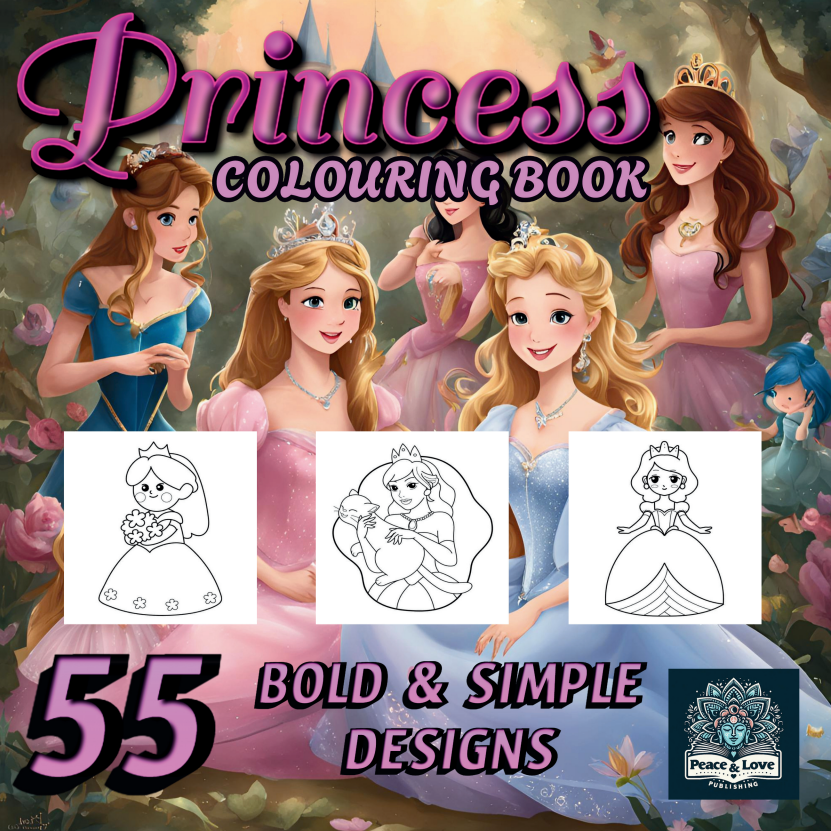 Princess Colouring Book - 55 Bold and Simple Designs for Children