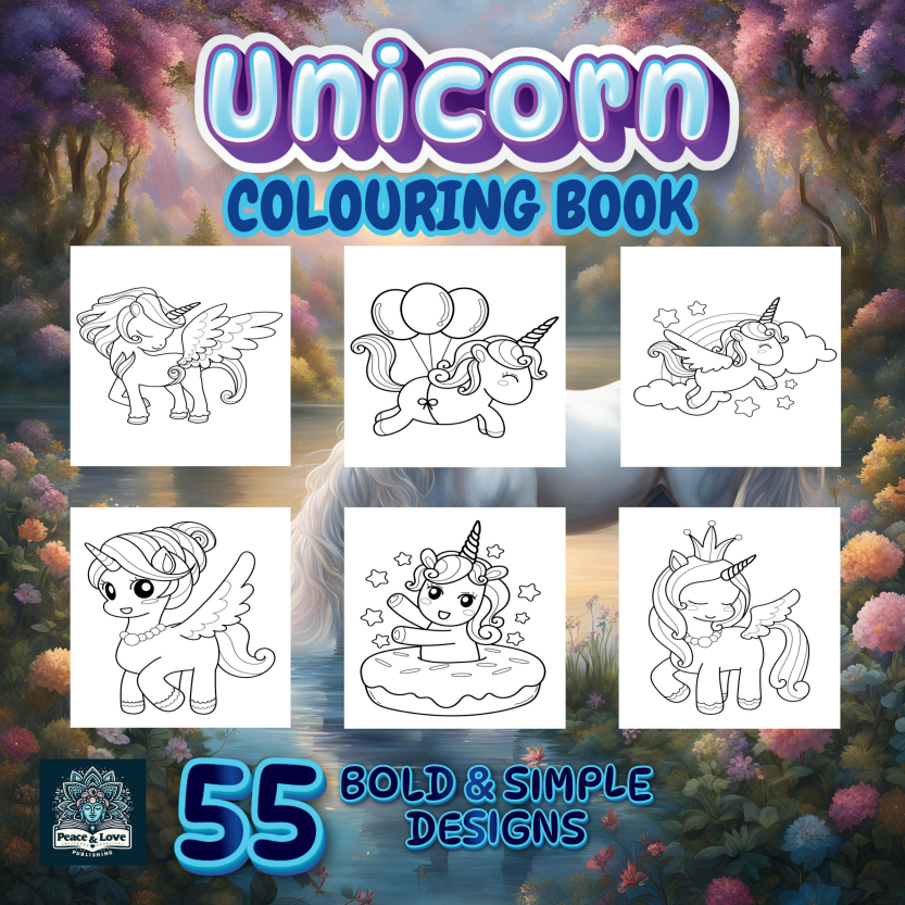 Unicorn Colouring Book - 55 Bold and Simple Designs for Children