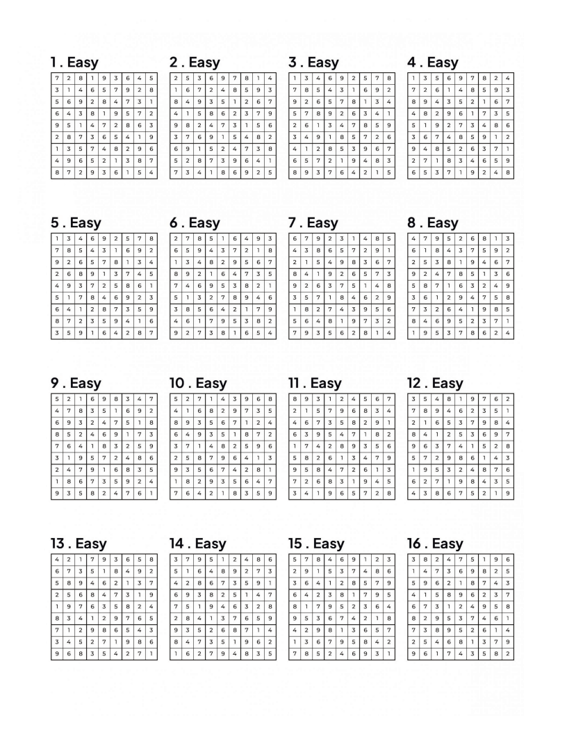 1000 EASY Sudoku Puzzles - 4 Per Page - Large Print - Solutions Included - Great For Beginners