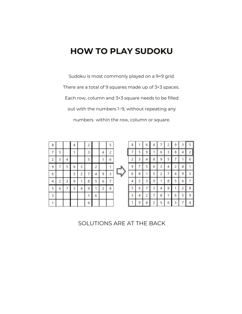 500 EASY Sudoku Puzzles - 4 Per Page - Large Print - Solutions Included