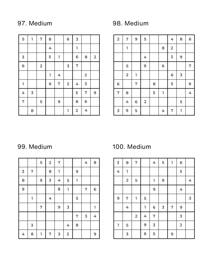 500 Sudoku Puzzles - 5 DIFFICULTY LEVELS - 4 Per Page - Large Print - Solutions Included