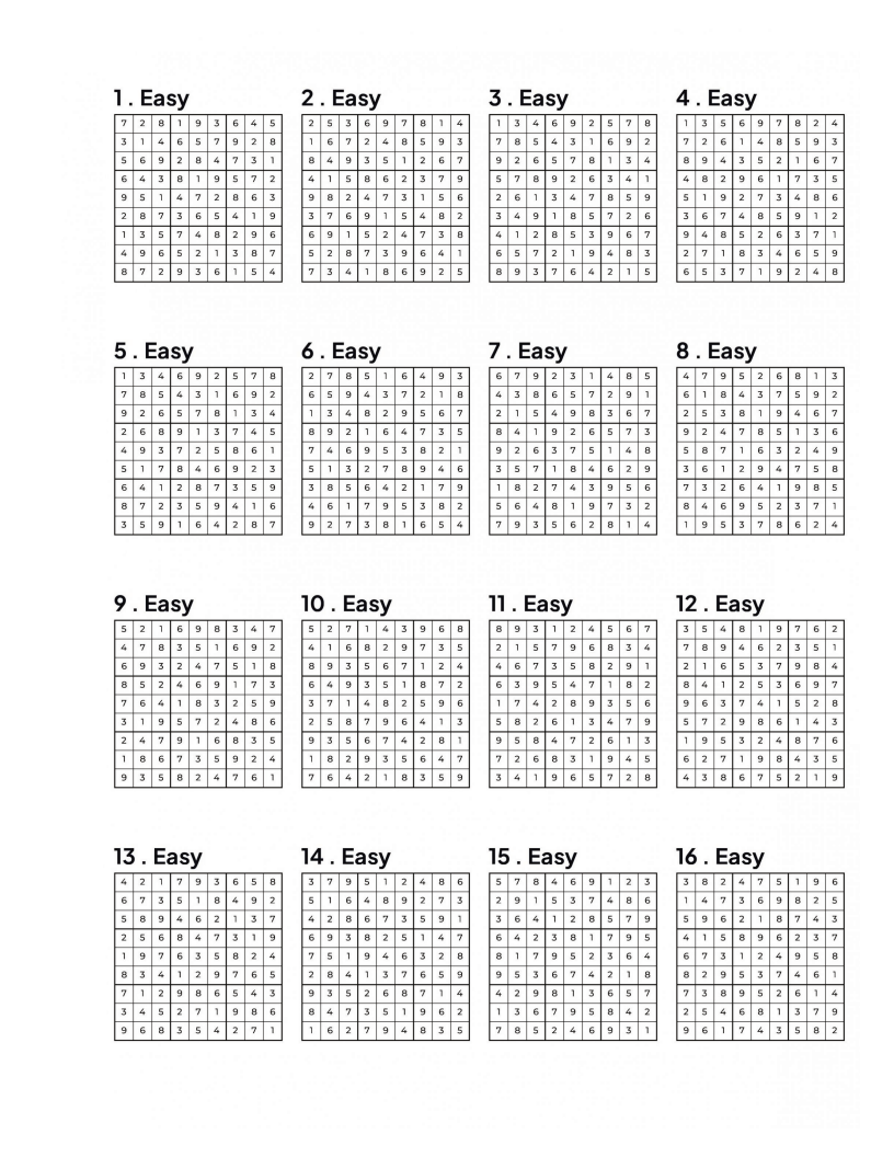 500 EASY Sudoku Puzzles - 4 Per Page - Large Print - Solutions Included