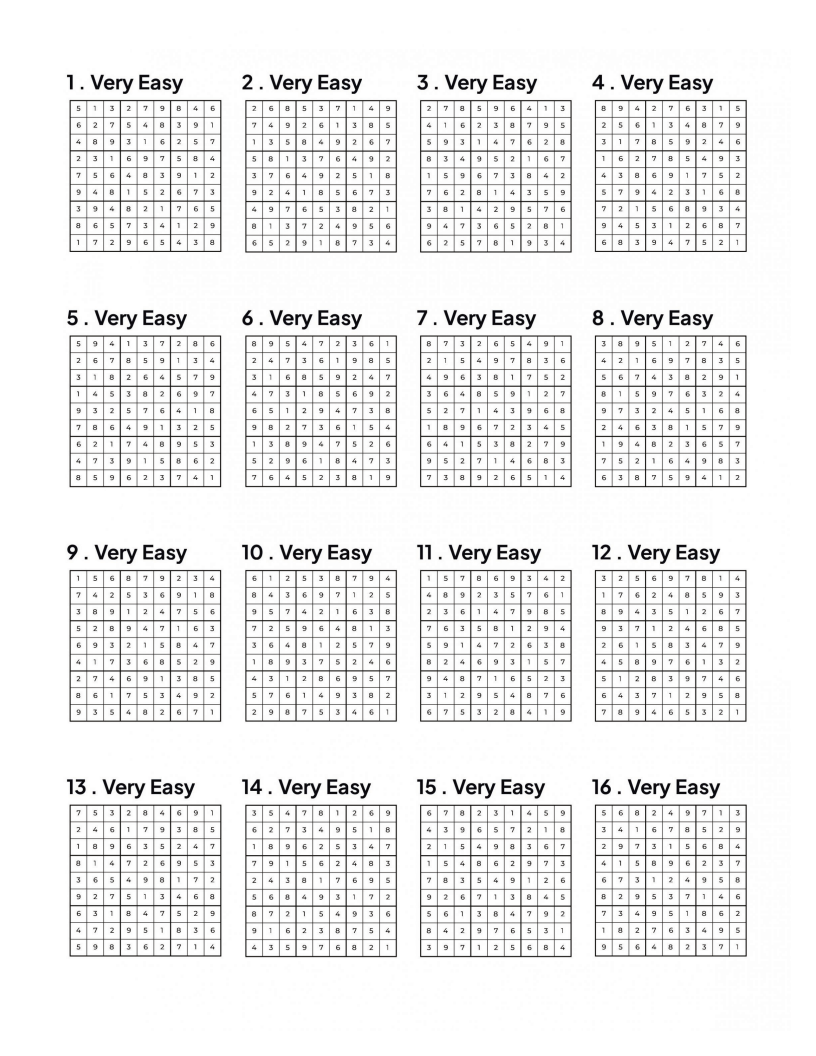 500 VERY EASY Sudoku Puzzles - 4 Per Page - Large Print - Solutions Included