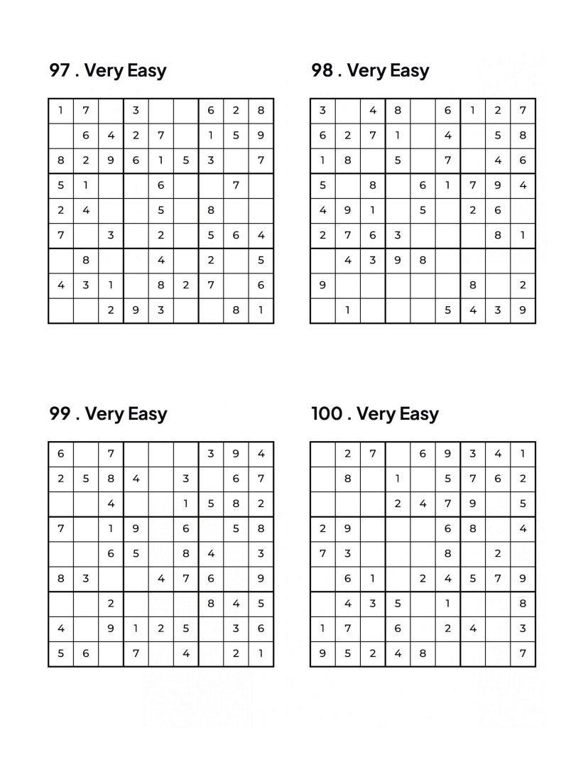 500 Sudoku Puzzles - 5 DIFFICULTY LEVELS - 4 Per Page - Large Print - Solutions Included