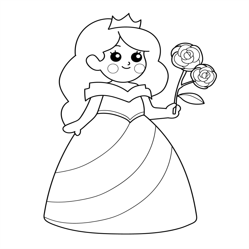 Princess Colouring Book - 55 Bold and Simple Designs for Children
