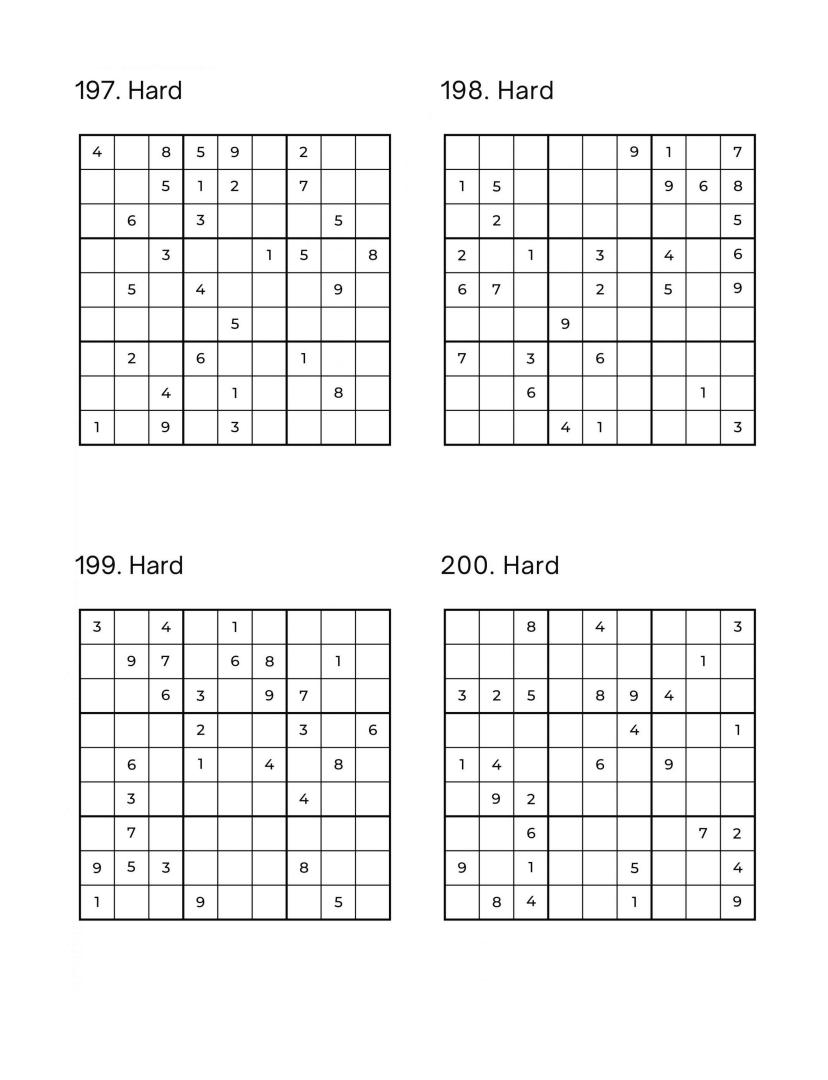 1000 Sudoku Puzzles - 5 DIFFICULTY LEVELS - 4 Per Page - Large Print - Solutions Included