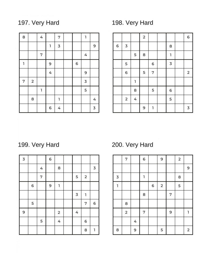 1000 Sudoku Puzzles - 5 DIFFICULTY LEVELS - 4 Per Page - Large Print - Solutions Included