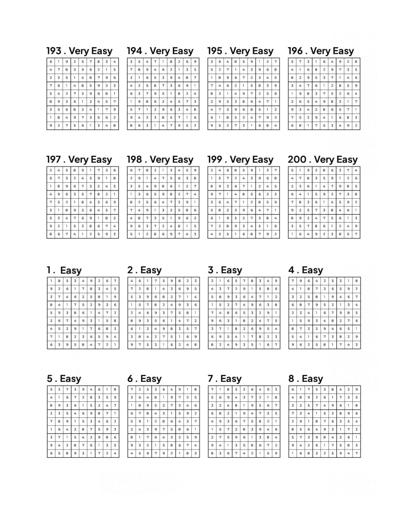 1000 Sudoku Puzzles - 5 DIFFICULTY LEVELS - 4 Per Page - Large Print - Solutions Included